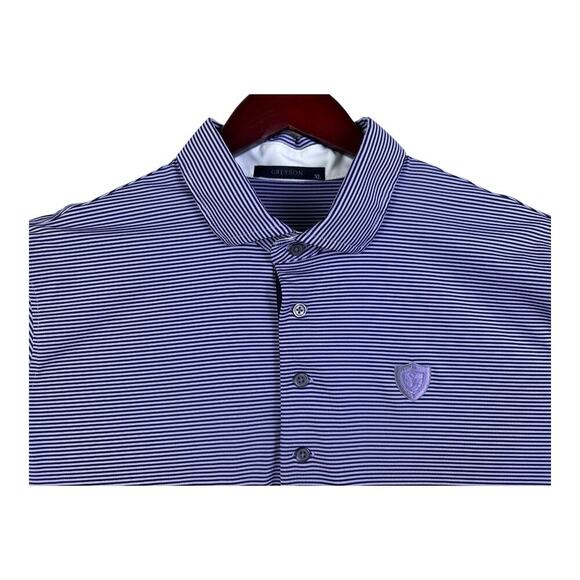Greyson Saranac Polo Shirt Men XL Striped Golf Athletic Purple Performance - Picture 5 of 12